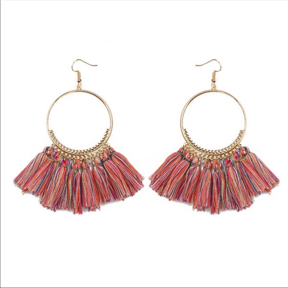 Multicolored Boho tassel earrings
